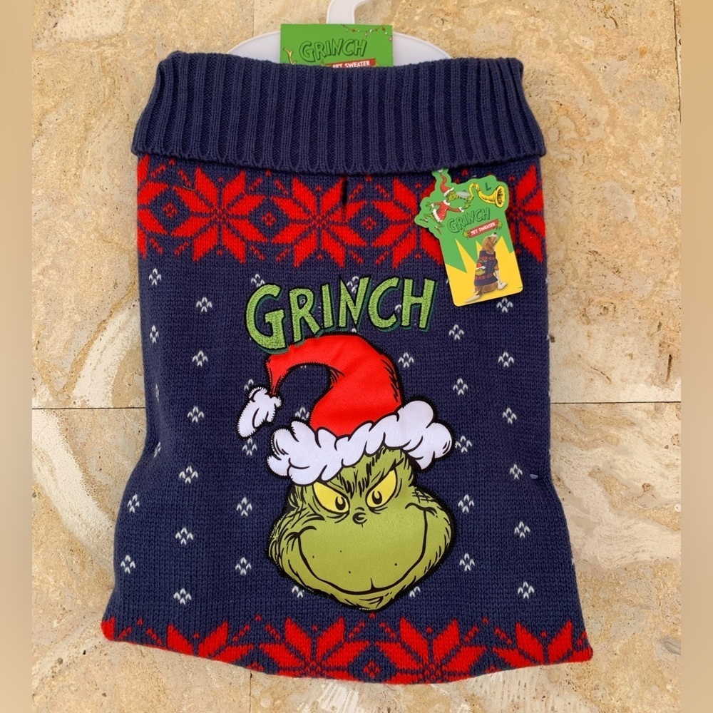 The Grinch Dog Sweater - Red and Blue